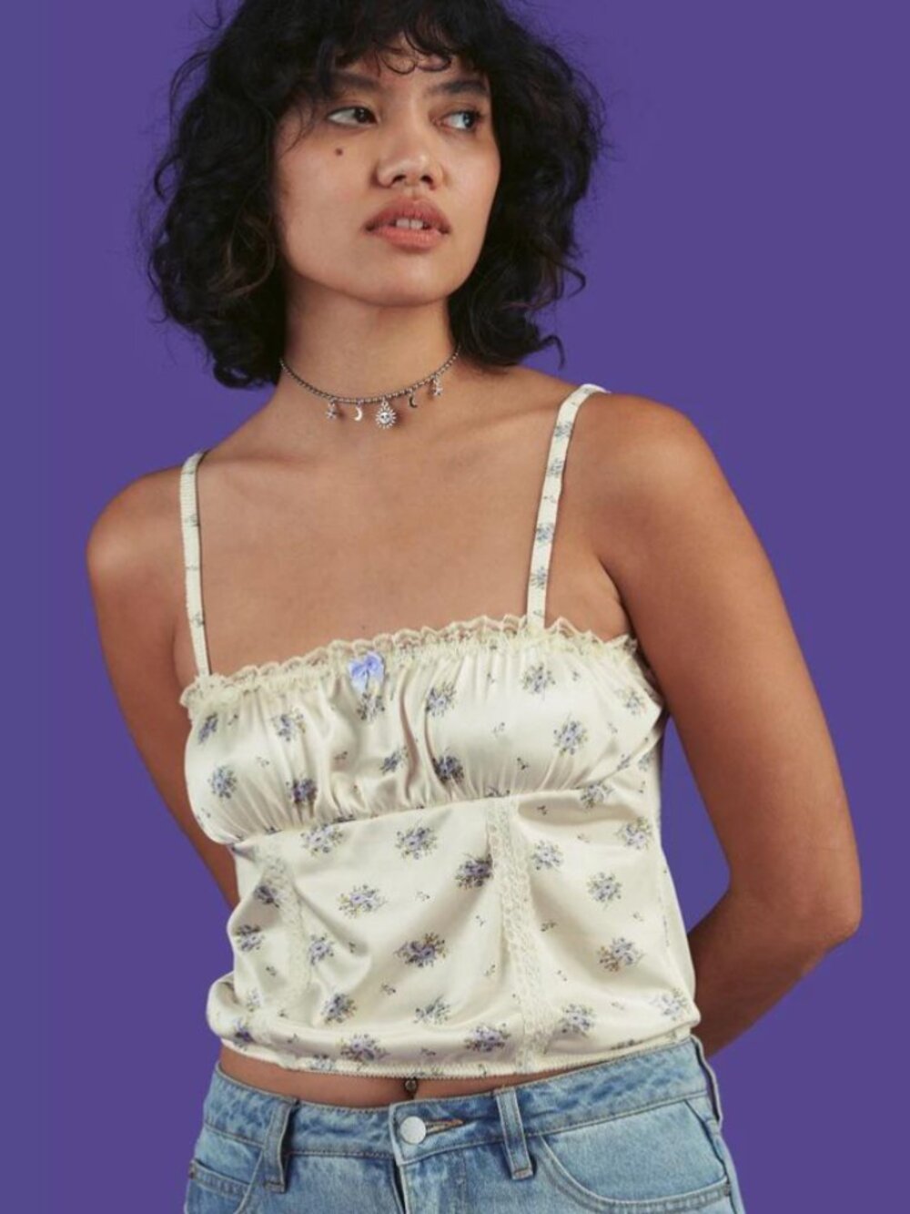 UNIF Adore Top with Bow Detail and Floral Print